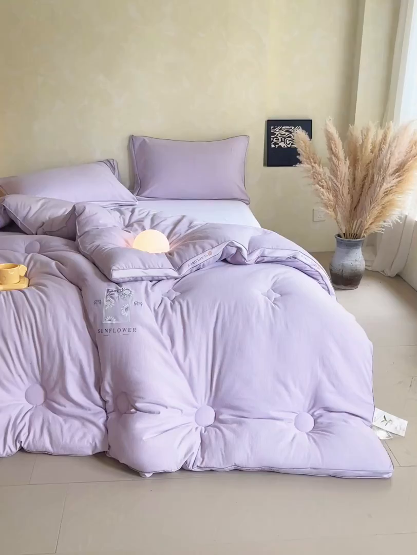 91家纺网 家纺一手货源 找家纺 梵克保罗 2025秋冬新品10A抗菌立体单人被双人被春秋被子被芯外贸-金阙朝岚 金阙朝岚-紫色