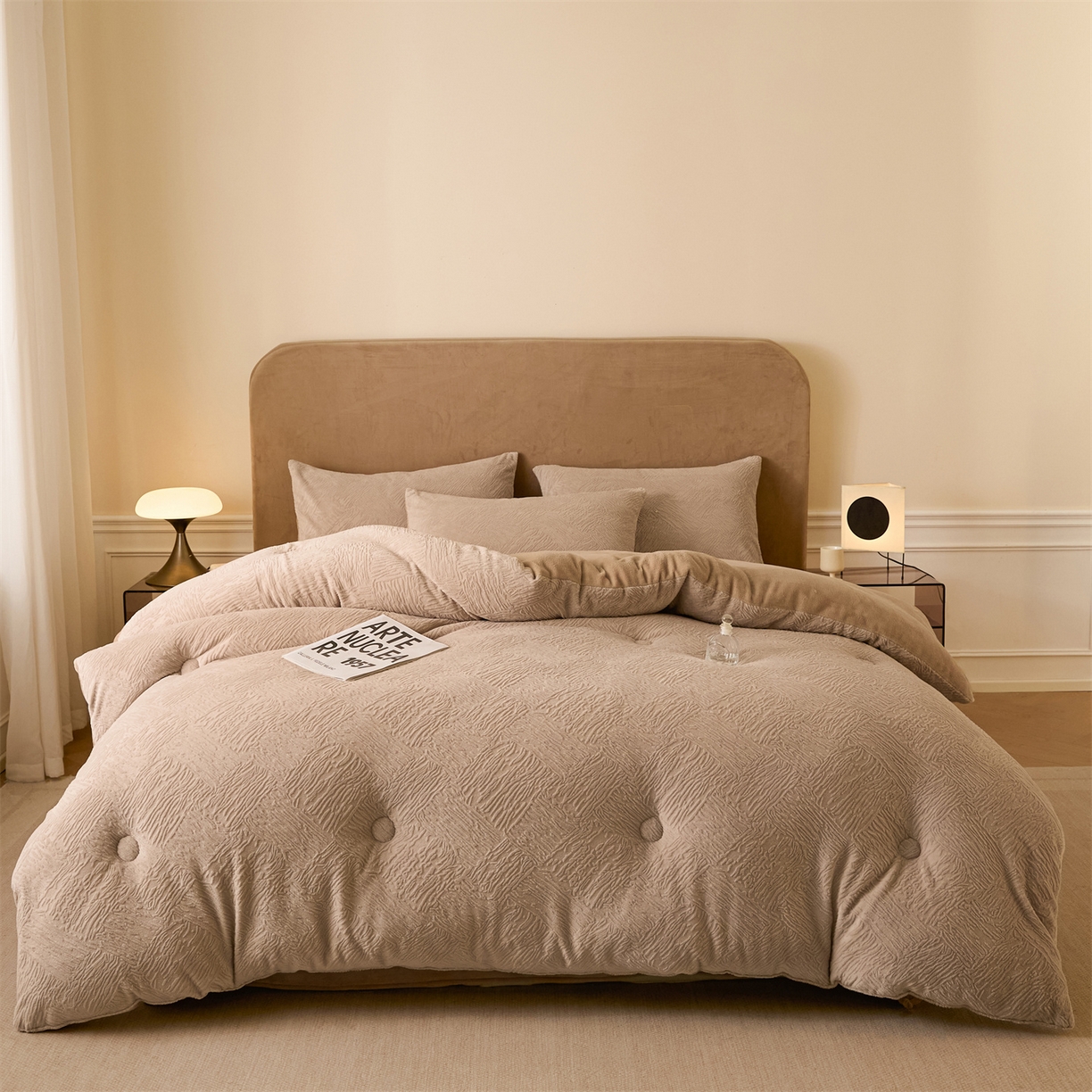 91家纺网 家纺一手货源 找家纺 星座家纺 2025新款雕花绒被子被芯冬被 格纹-卡其