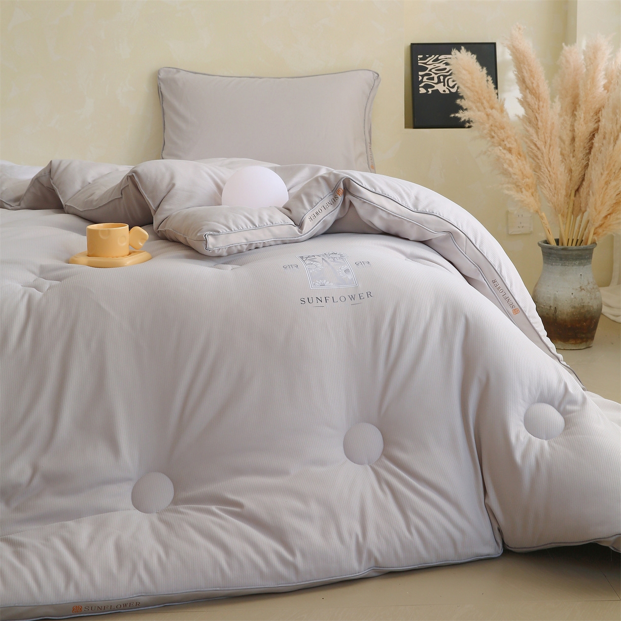 91家纺网 家纺一手货源 找家纺 梵克保罗 2025秋冬新品10A抗菌立体单人被双人被春秋被子被芯外贸-金阙朝岚 金阙朝岚-灰色