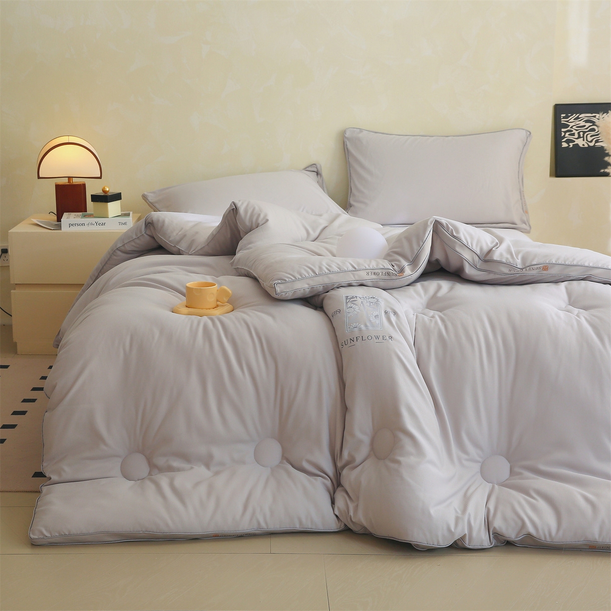 91家纺网 家纺一手货源 找家纺 梵克保罗 2025秋冬新品10A抗菌立体单人被双人被春秋被子被芯外贸-金阙朝岚 金阙朝岚-灰色