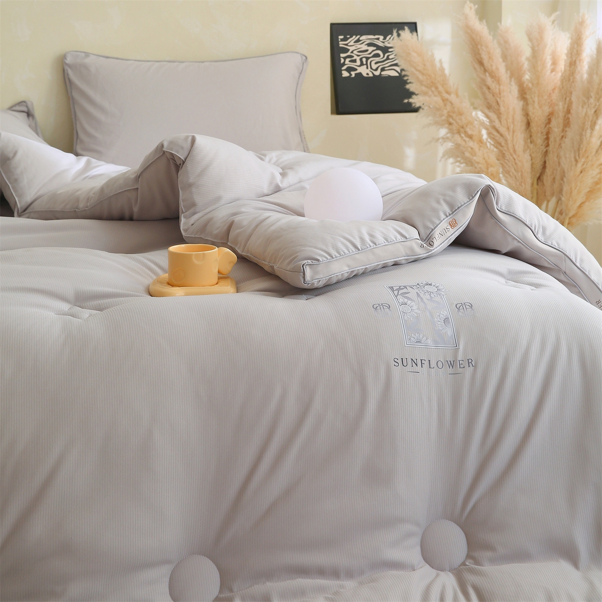 91家纺网 家纺一手货源 找家纺 梵克保罗 2025秋冬新品10A抗菌立体单人被双人被春秋被子被芯外贸-金阙朝岚 金阙朝岚-灰色