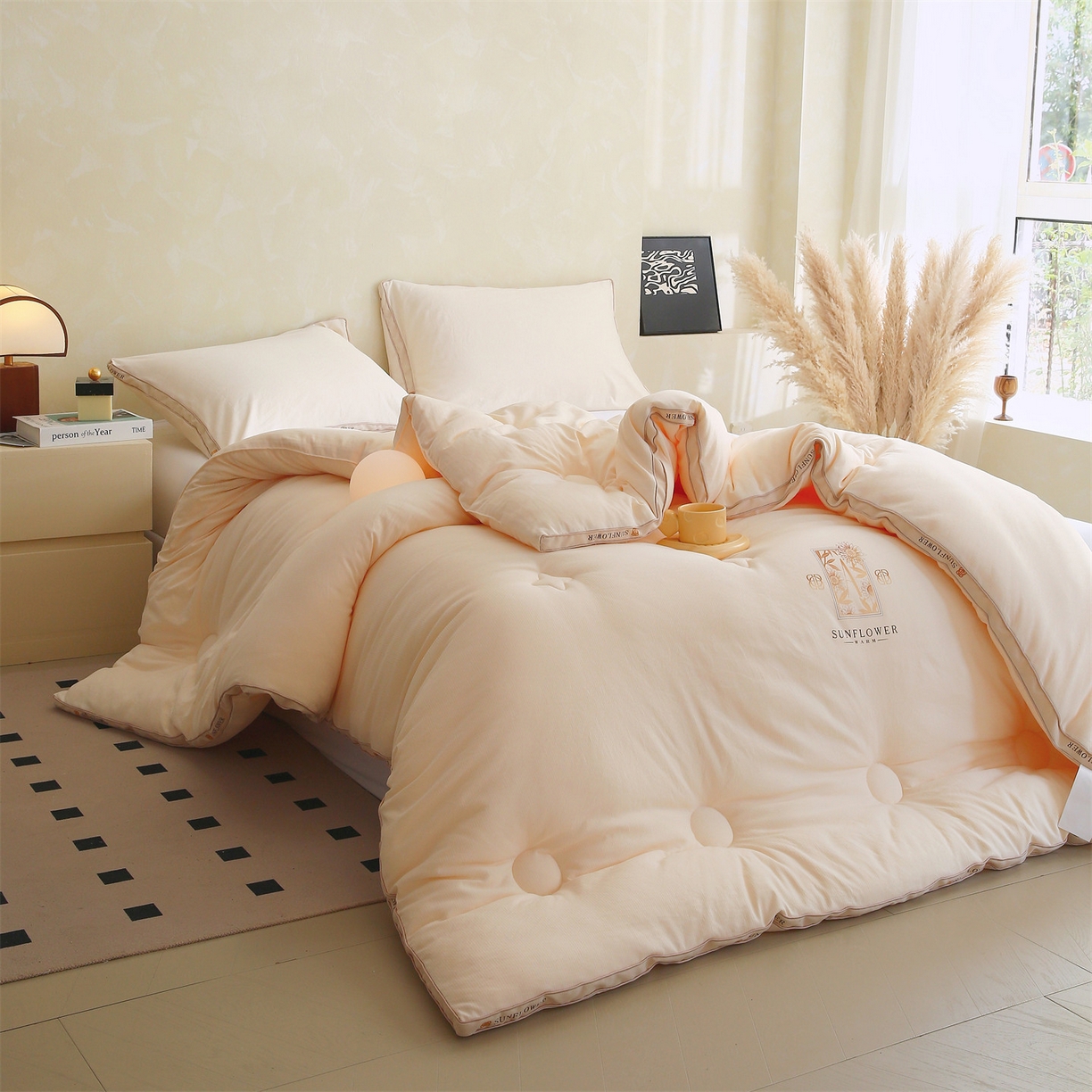 91家纺网 家纺一手货源 找家纺 梵克保罗 2025秋冬新品10A抗菌立体单人被双人被春秋被子被芯外贸-金阙朝岚 金阙朝岚-米色