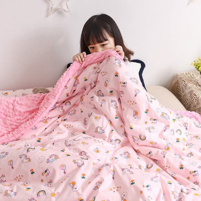 91家纺网 家纺一手货源 找家纺 十九色 2025秋冬新款全棉豆豆被春秋被被子被芯 彩虹小马