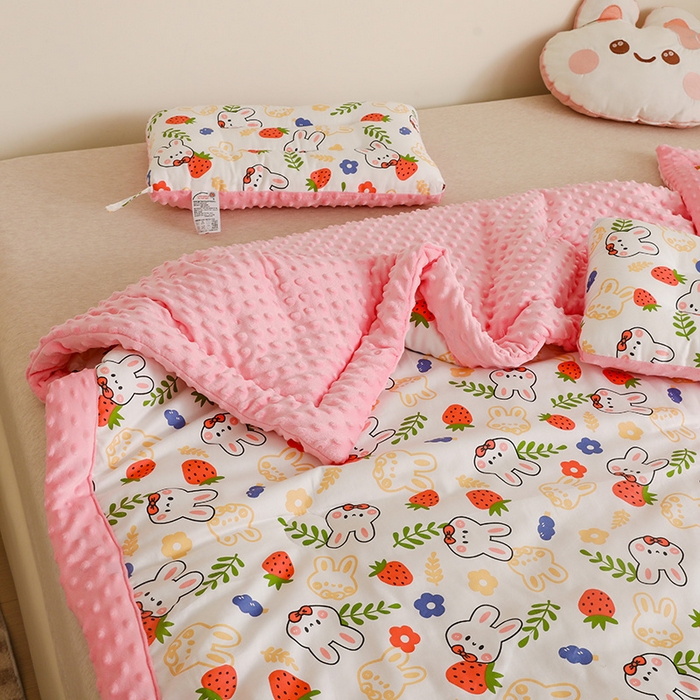 91家纺网 家纺一手货源 找家纺 十九色 2025秋冬新款全棉豆豆被春秋被被子被芯 大白兔