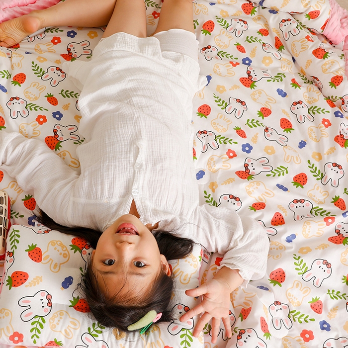 91家纺网 家纺一手货源 找家纺 十九色 2025秋冬新款全棉豆豆被春秋被被子被芯 大白兔