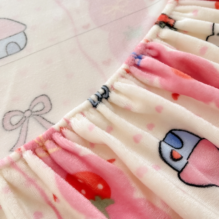 91家纺网 家纺一手货源 找家纺 寻米 2025新款高克重加厚保暖牛奶绒床笠-大床图 草莓兔兔