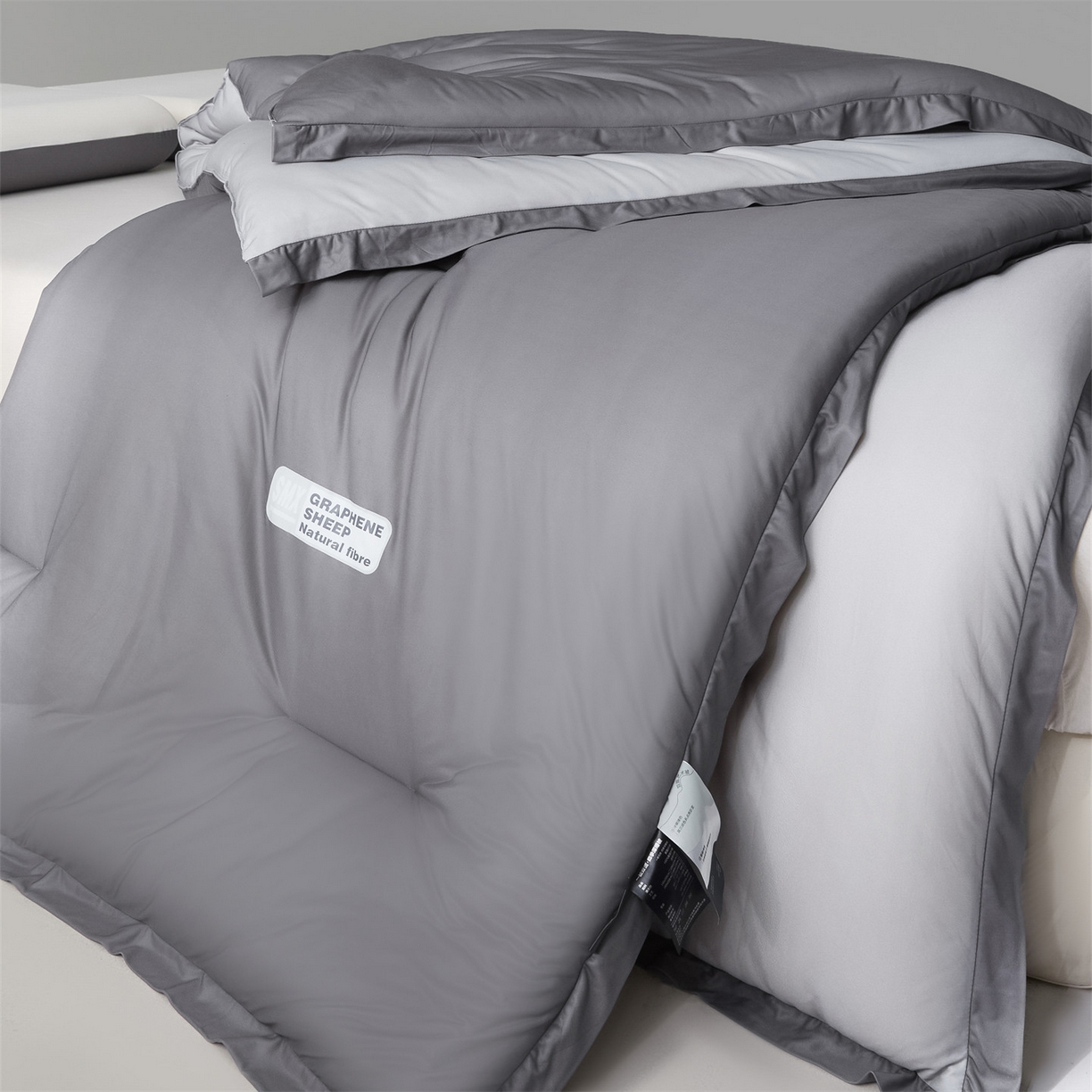 91家纺网 家纺一手货源 找家纺 梵克保罗 2025秋冬新品10A抗菌亚朵同款双盖春秋被子被芯跨境外贸-墨烯引力 墨烯引力-灰色