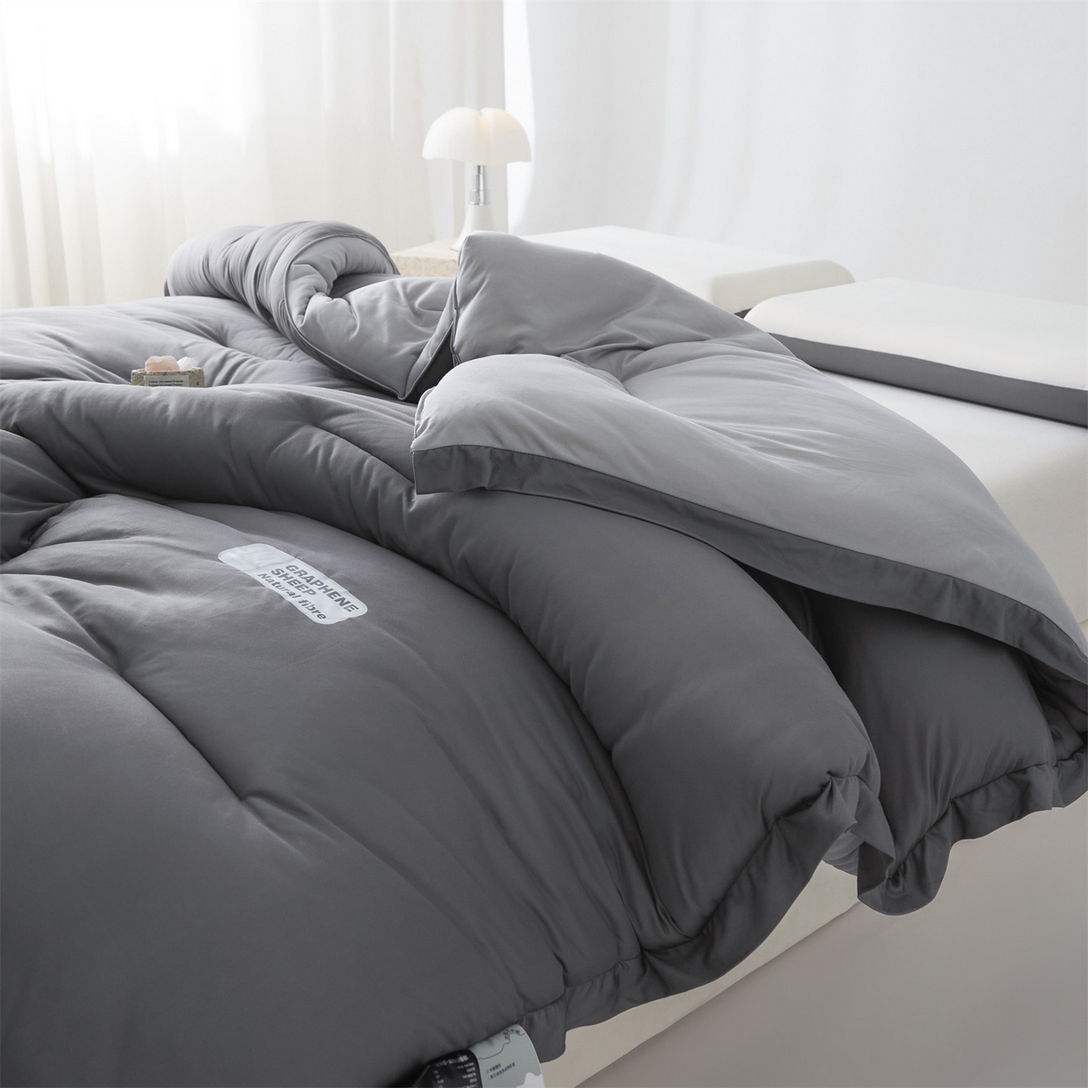 91家纺网 家纺一手货源 找家纺 梵克保罗 2025秋冬新品10A抗菌亚朵同款双盖春秋被子被芯跨境外贸-墨烯引力 墨烯引力-灰色