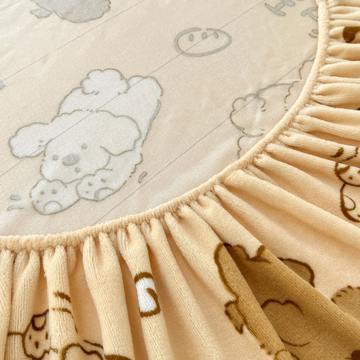 91家纺网 家纺一手货源 找家纺 寻米 2025新款高克重加厚保暖牛奶绒床笠-大床图 狗狗面包