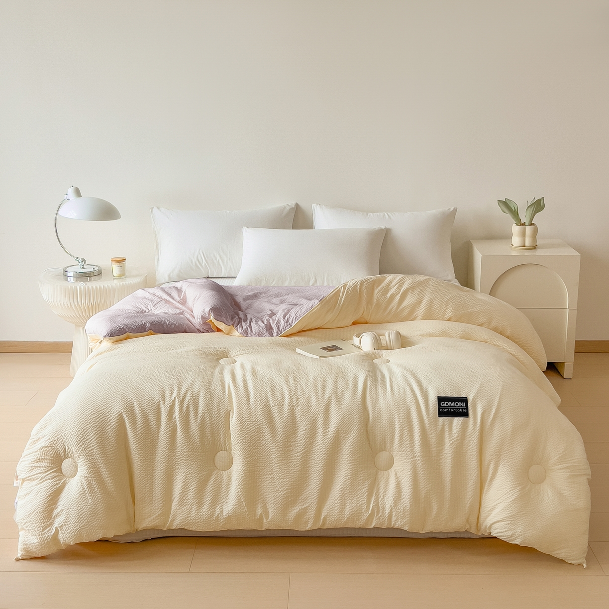 91家纺网 家纺一手货源 找家纺 梵克保罗 2025秋冬新款10A抗菌泡泡棉冬被子被芯单人被双人被子被芯 米黄+浅灰