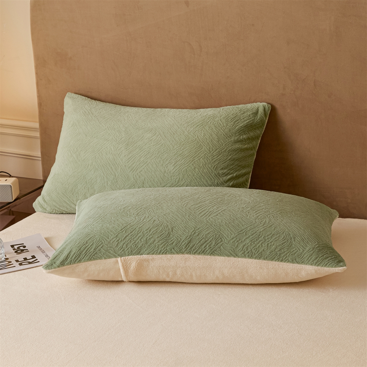 91家纺网 家纺一手货源 找家纺 星座家纺 2025新款雕花绒被子被芯冬被 格纹-抹茶绿