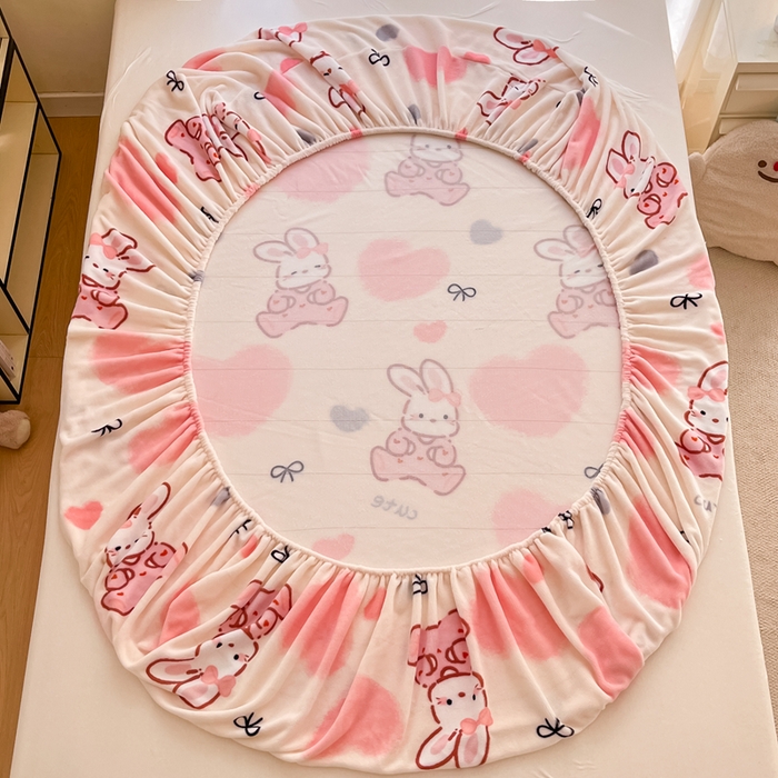 91家纺网 家纺一手货源 找家纺 寻米 2025新款高克重加厚保暖牛奶绒床笠-大床图 好眠兔兔