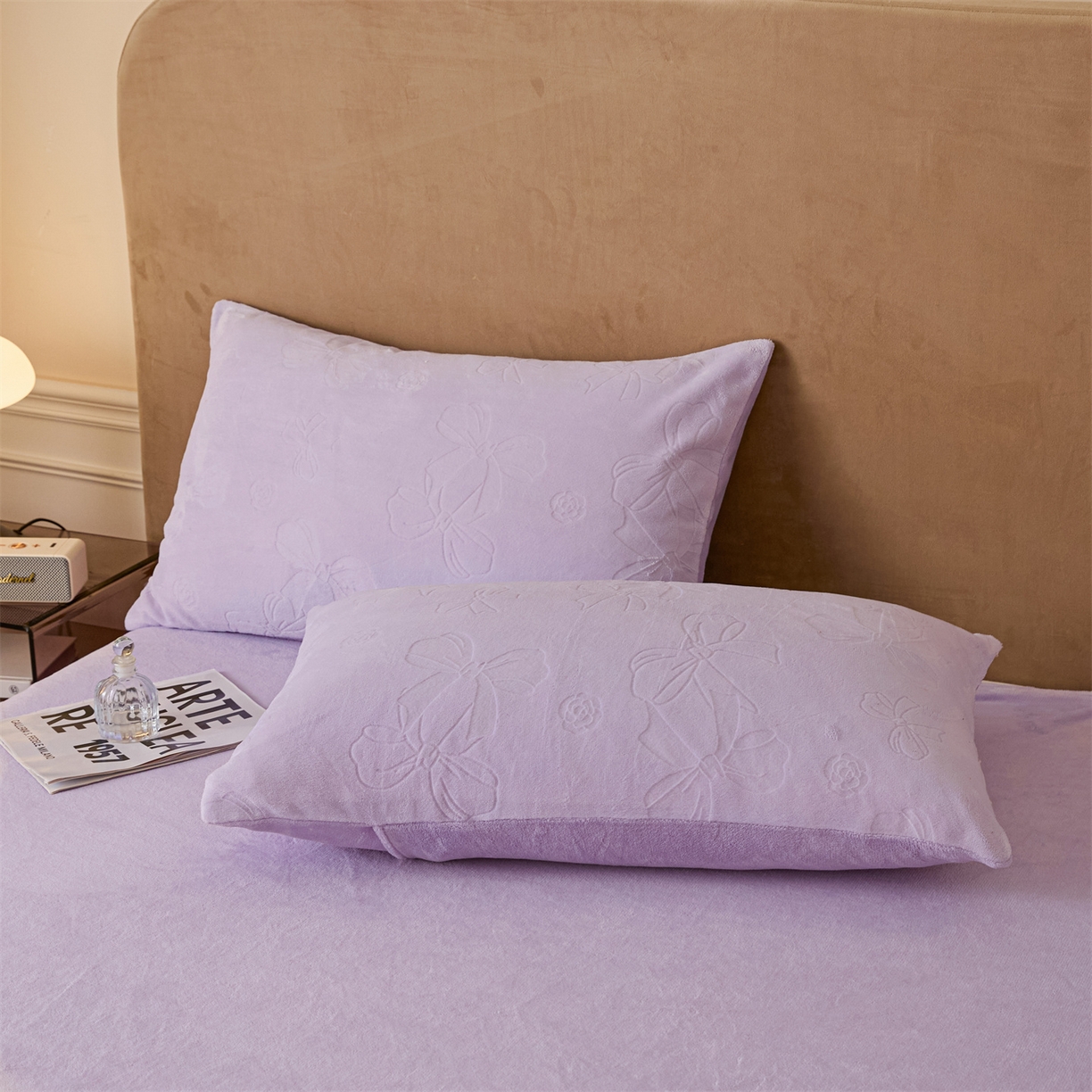 91家纺网 家纺一手货源 找家纺 星座家纺 2025新款雕花绒被子被芯冬被 蝴蝶结-紫