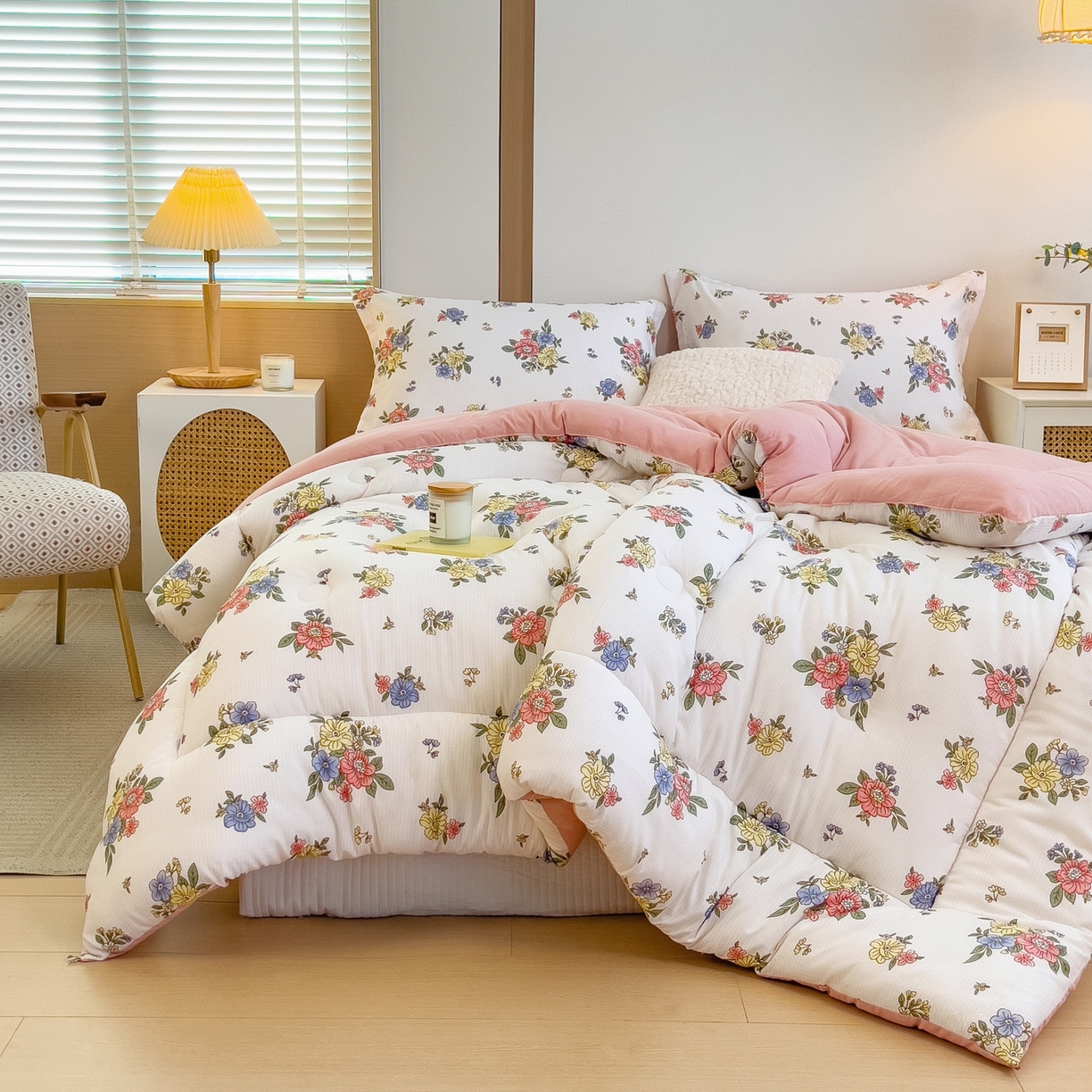 91家纺网 家纺一手货源 找家纺 梵克保罗 2025秋冬新品10A抗菌双层纱冬被被子被芯 繁花似锦