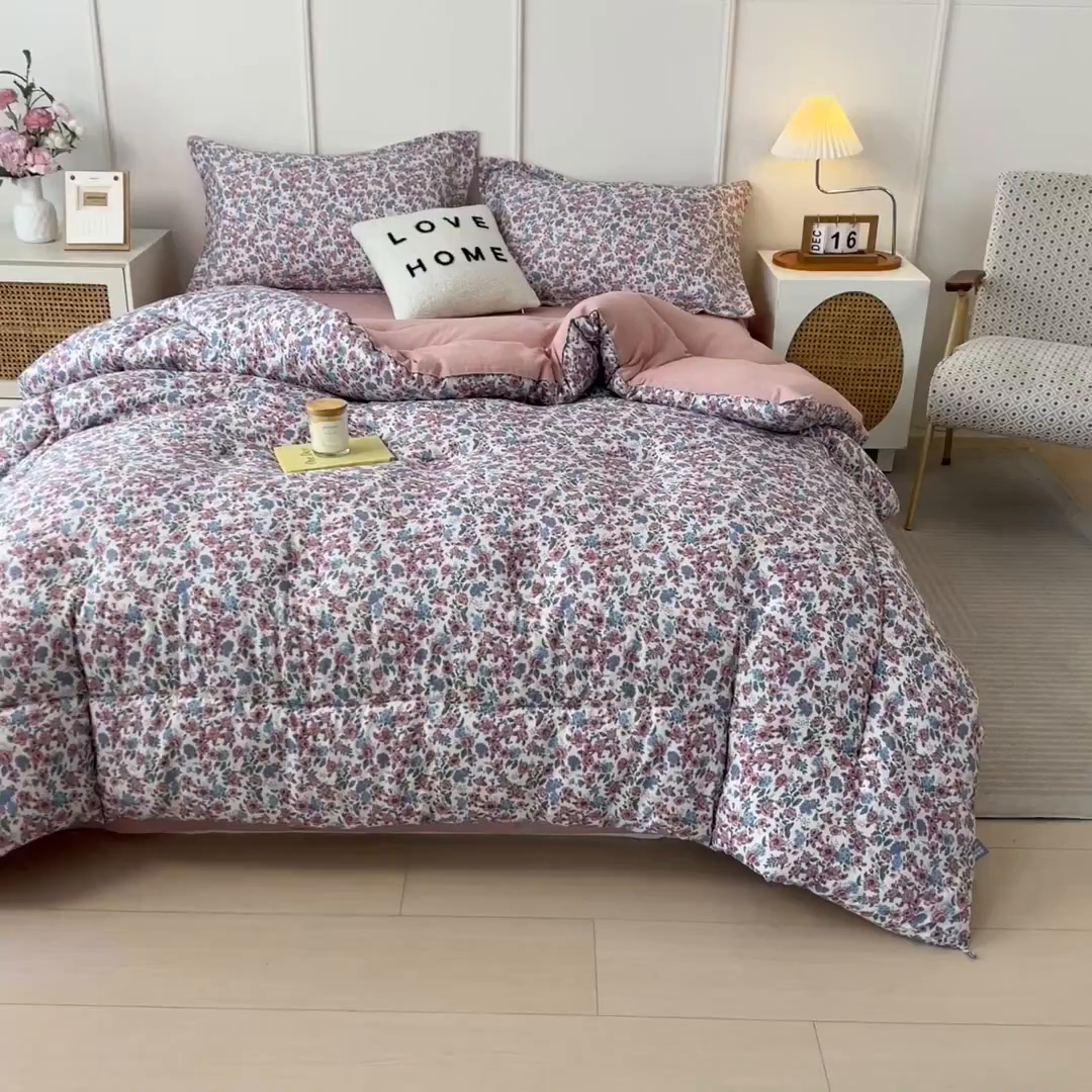 91家纺网 家纺一手货源 找家纺 梵克保罗 2025秋冬新品10A抗菌双层纱冬被被子被芯 紫苑