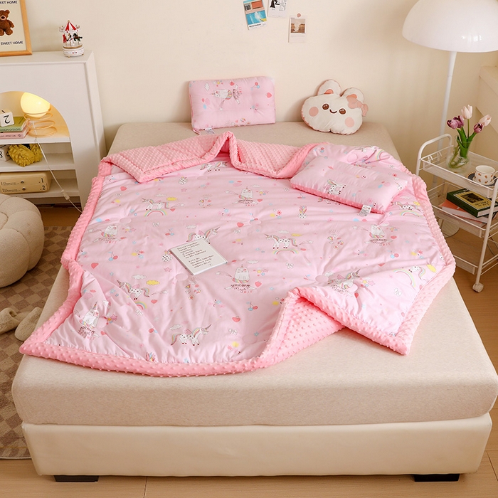 91家纺网 家纺一手货源 找家纺 十九色 2025秋冬新款全棉豆豆被春秋被被子被芯 独角马