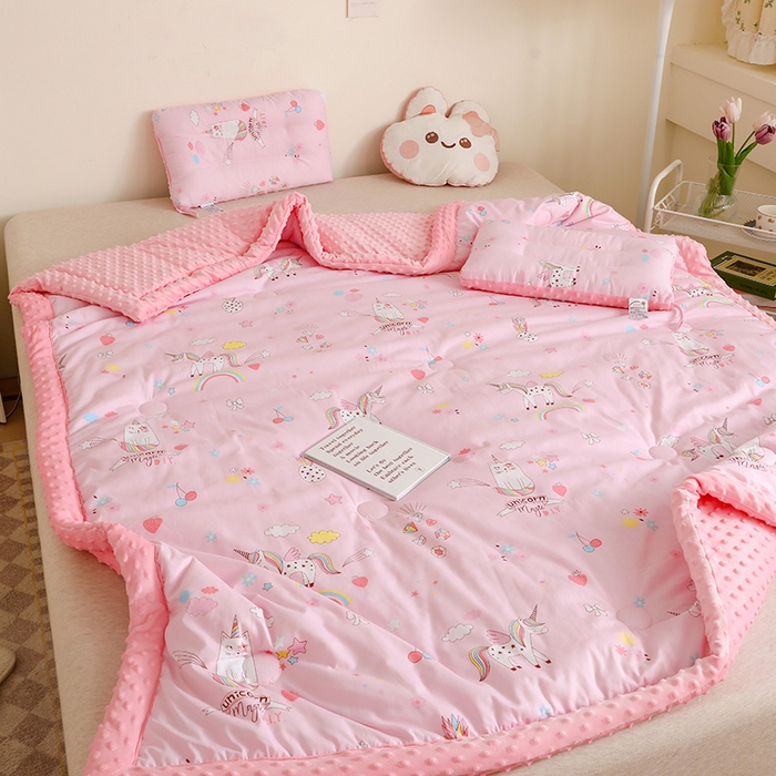 91家纺网 家纺一手货源 找家纺 十九色 2025秋冬新款全棉豆豆被春秋被被子被芯 独角马