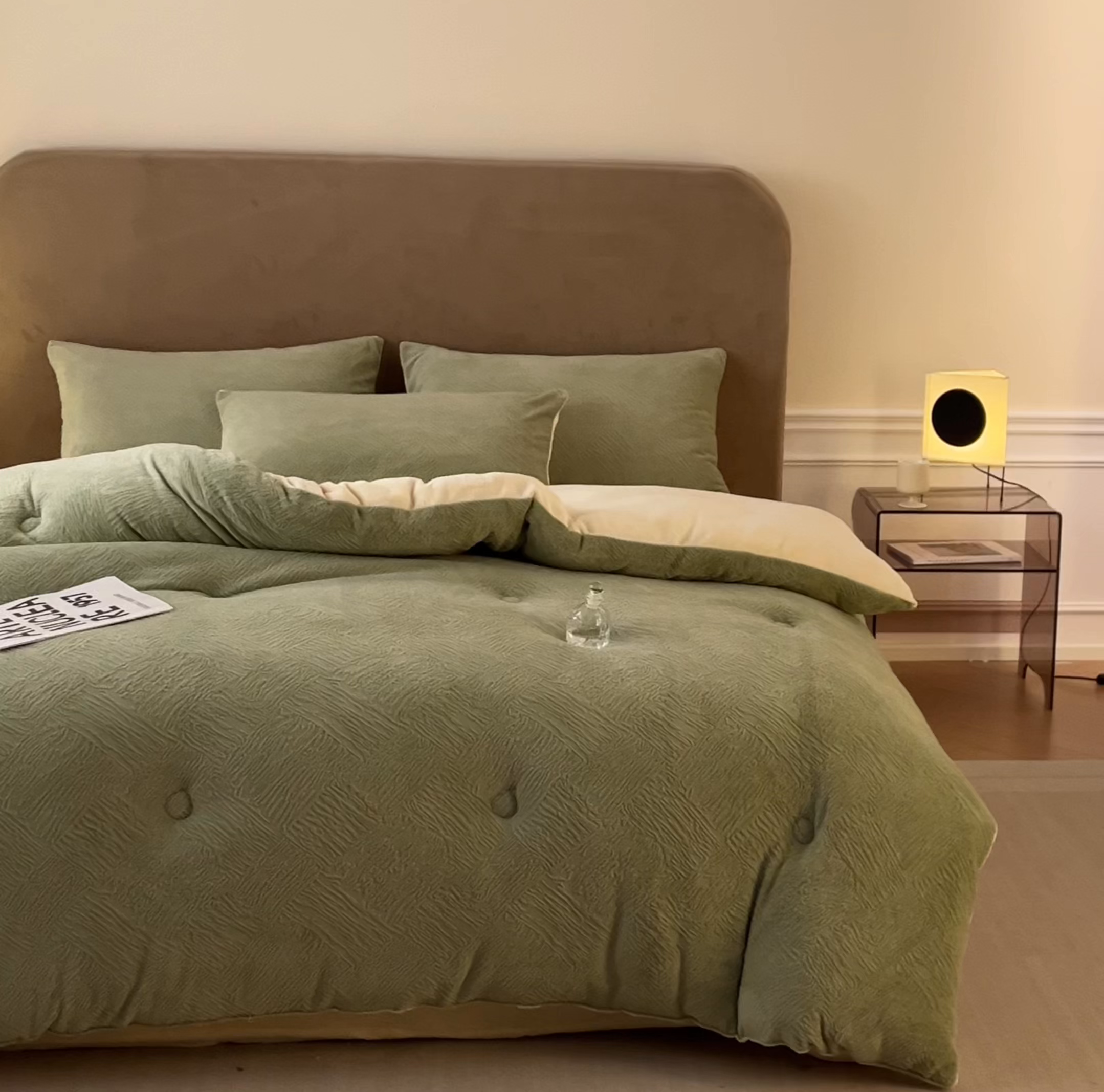 91家纺网 家纺一手货源 找家纺 星座家纺 2025新款雕花绒被子被芯冬被 格纹-抹茶绿