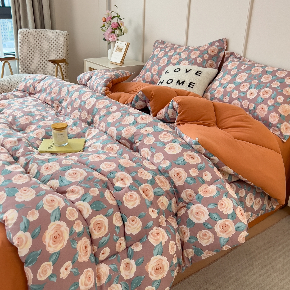 91家纺网 家纺一手货源 找家纺 梵克保罗 2025秋冬新品10A抗菌双层纱冬被被子被芯 玫瑰物语