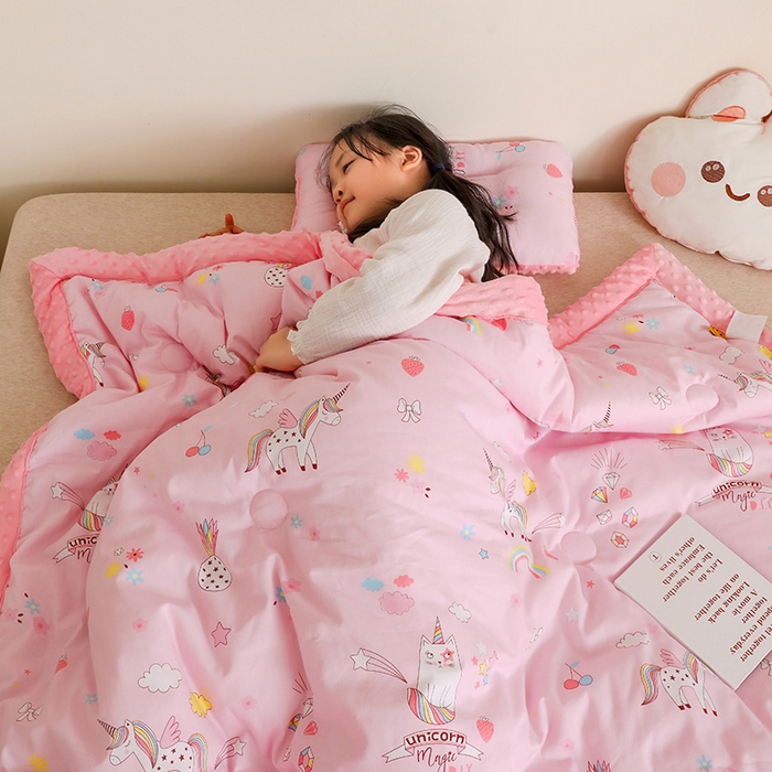 91家纺网 家纺一手货源 找家纺 十九色 2025秋冬新款全棉豆豆被春秋被被子被芯 独角马