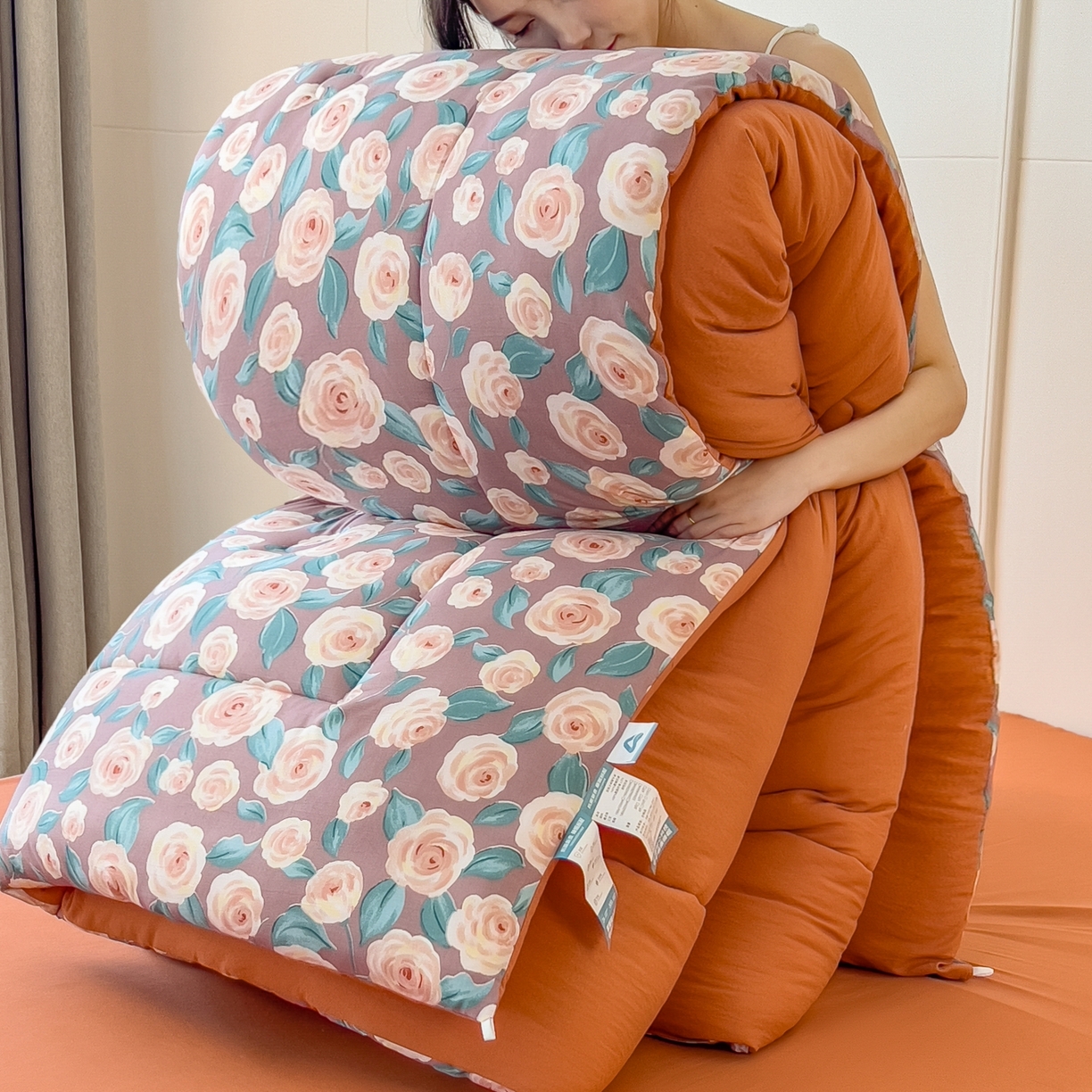 91家纺网 家纺一手货源 找家纺 梵克保罗 2025秋冬新品10A抗菌双层纱冬被被子被芯 玫瑰物语