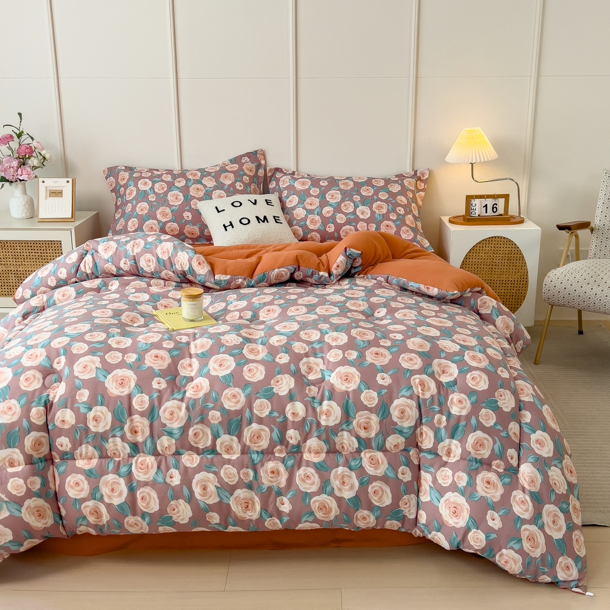 91家纺网 家纺一手货源 找家纺 梵克保罗 2025秋冬新品10A抗菌双层纱冬被被子被芯 玫瑰物语