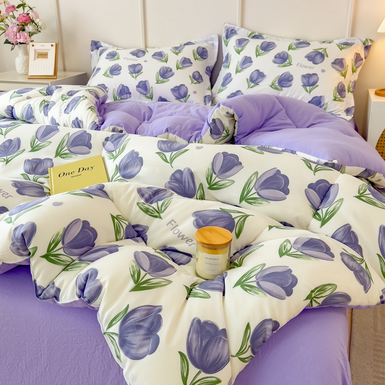 91家纺网 家纺一手货源 找家纺 梵克保罗 2025秋冬新品10A抗菌双层纱冬被被子被芯 郁金紫