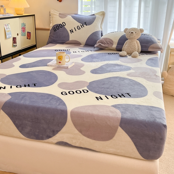 91家纺网 家纺一手货源 找家纺 寻米 2025新款高克重加厚保暖牛奶绒床笠-大床图 简约晚安