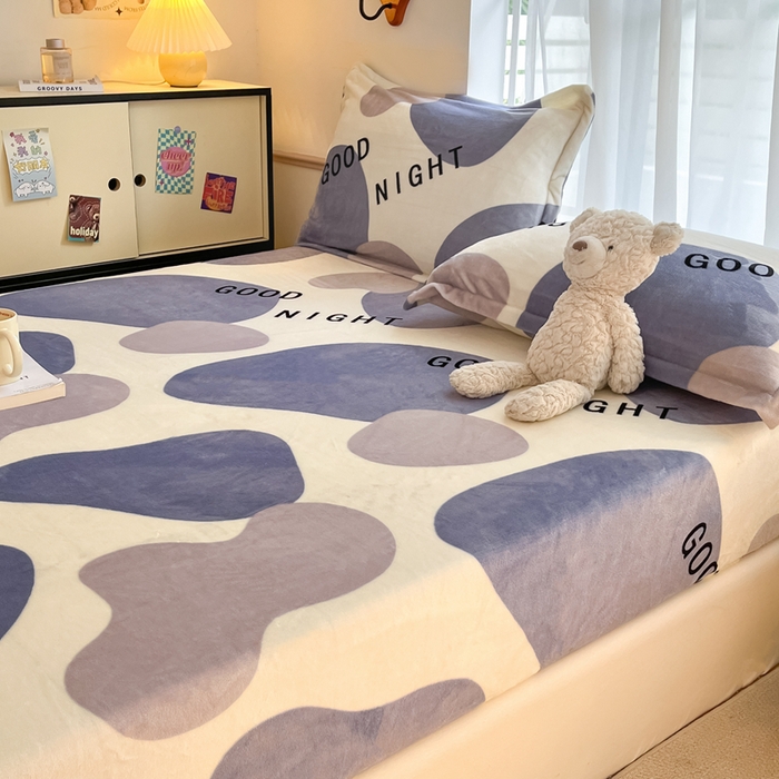 91家纺网 家纺一手货源 找家纺 寻米 2025新款高克重加厚保暖牛奶绒床笠-大床图 简约晚安