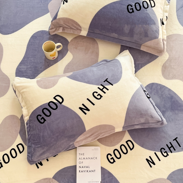 91家纺网 家纺一手货源 找家纺 寻米 2025新款高克重加厚保暖牛奶绒床笠-大床图 简约晚安