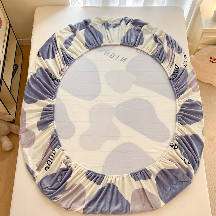 91家纺网 家纺一手货源 找家纺 寻米 2025新款高克重加厚保暖牛奶绒床笠-大床图 简约晚安