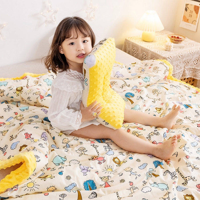 91家纺网 家纺一手货源 找家纺 十九色 2025秋冬新款全棉豆豆被春秋被被子被芯 开心乐园