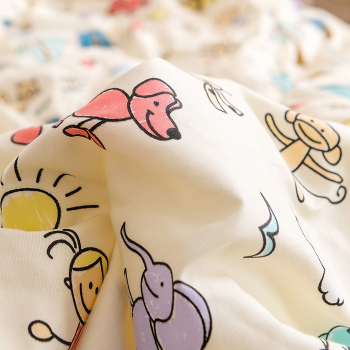 91家纺网 家纺一手货源 找家纺 十九色 2025秋冬新款全棉豆豆被春秋被被子被芯 开心乐园