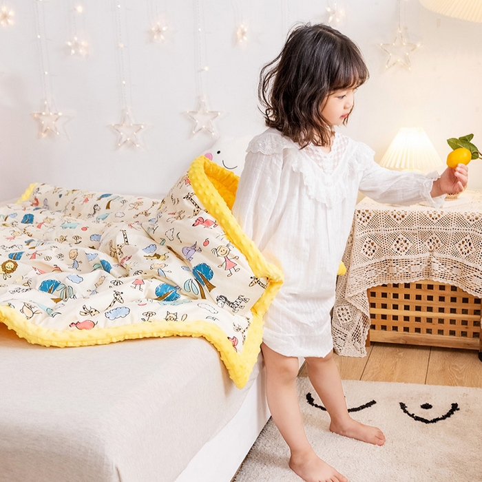 91家纺网 家纺一手货源 找家纺 十九色 2025秋冬新款全棉豆豆被春秋被被子被芯 开心乐园