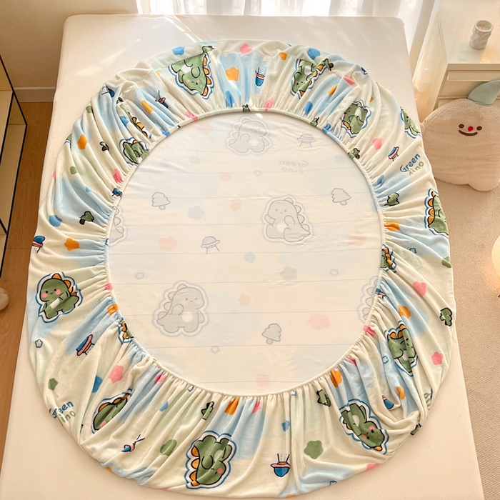 91家纺网 家纺一手货源 找家纺 寻米 2025新款高克重加厚保暖牛奶绒床笠-大床图 恐龙星球