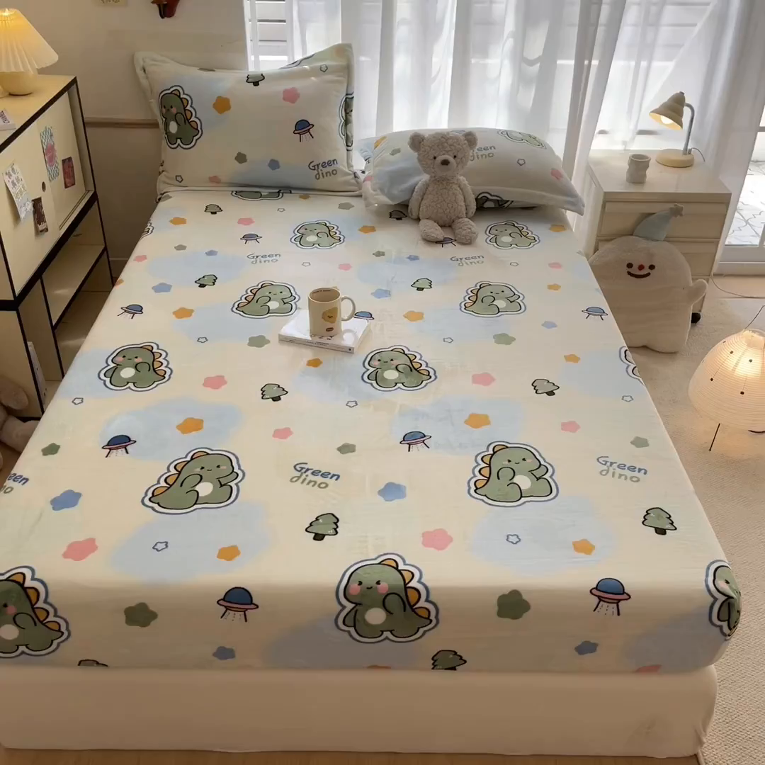 91家纺网 家纺一手货源 找家纺 寻米 2025新款高克重加厚保暖牛奶绒床笠-大床图 恐龙星球