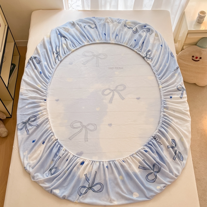 91家纺网 家纺一手货源 找家纺 寻米 2025新款高克重加厚保暖牛奶绒床笠-大床图 梦幻蝴蝶结