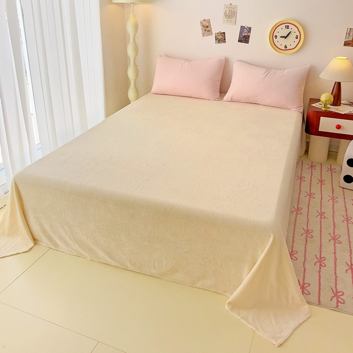 91家纺网 家纺一手货源 找家纺 芷凡家纺 2025新款牛奶绒加厚纯色条纹格子被套 牛奶绒被套-嫩粉