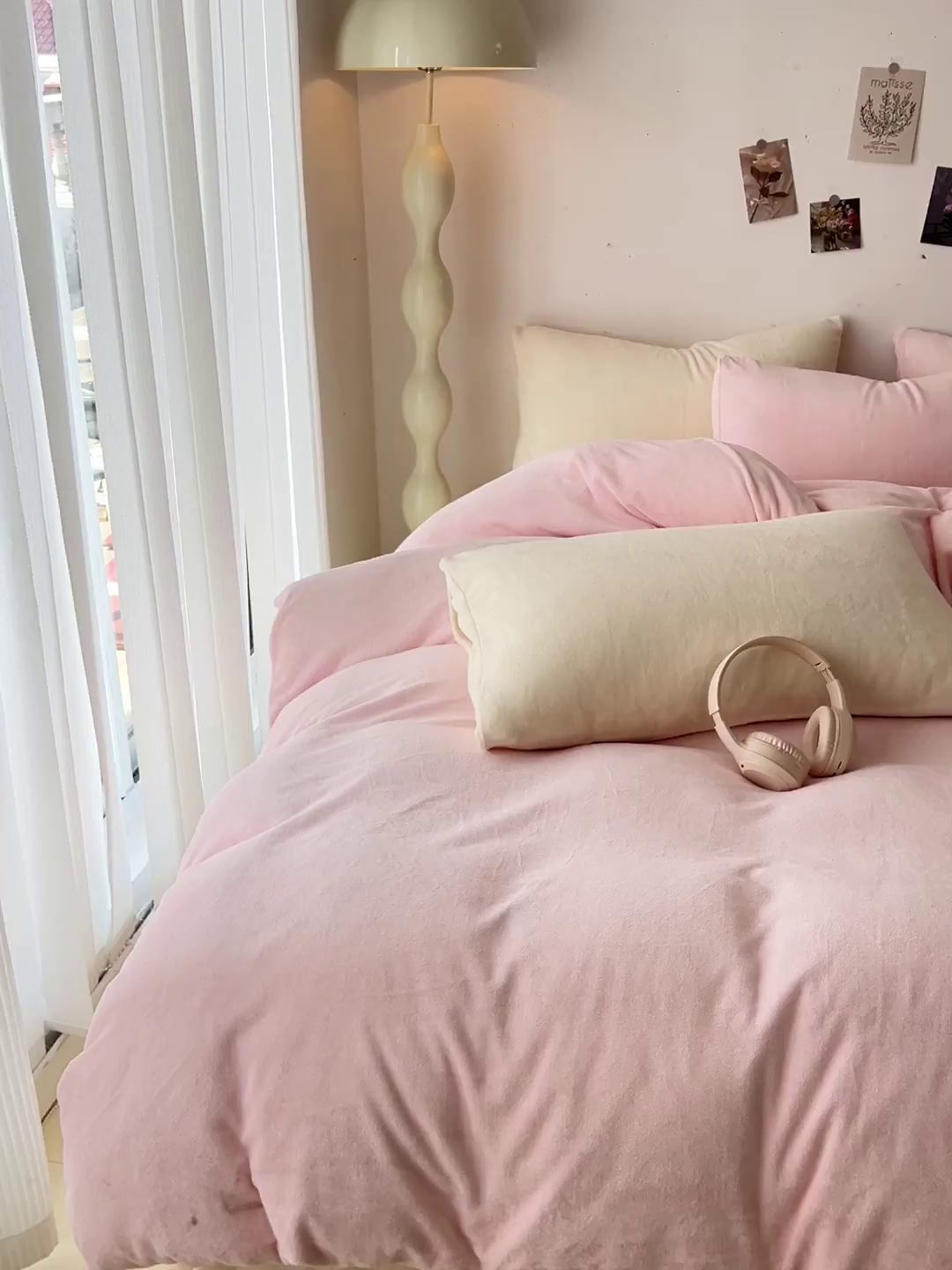 91家纺网 家纺一手货源 找家纺 芷凡家纺 2025新款牛奶绒加厚纯色条纹格子被套 牛奶绒被套-嫩粉