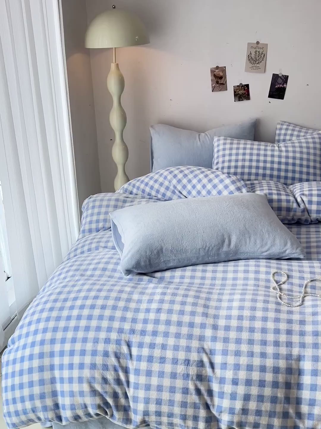 91家纺网 家纺一手货源 找家纺 芷凡家纺 2025新款牛奶绒加厚纯色条纹格子被套 牛奶绒被套-蓝格