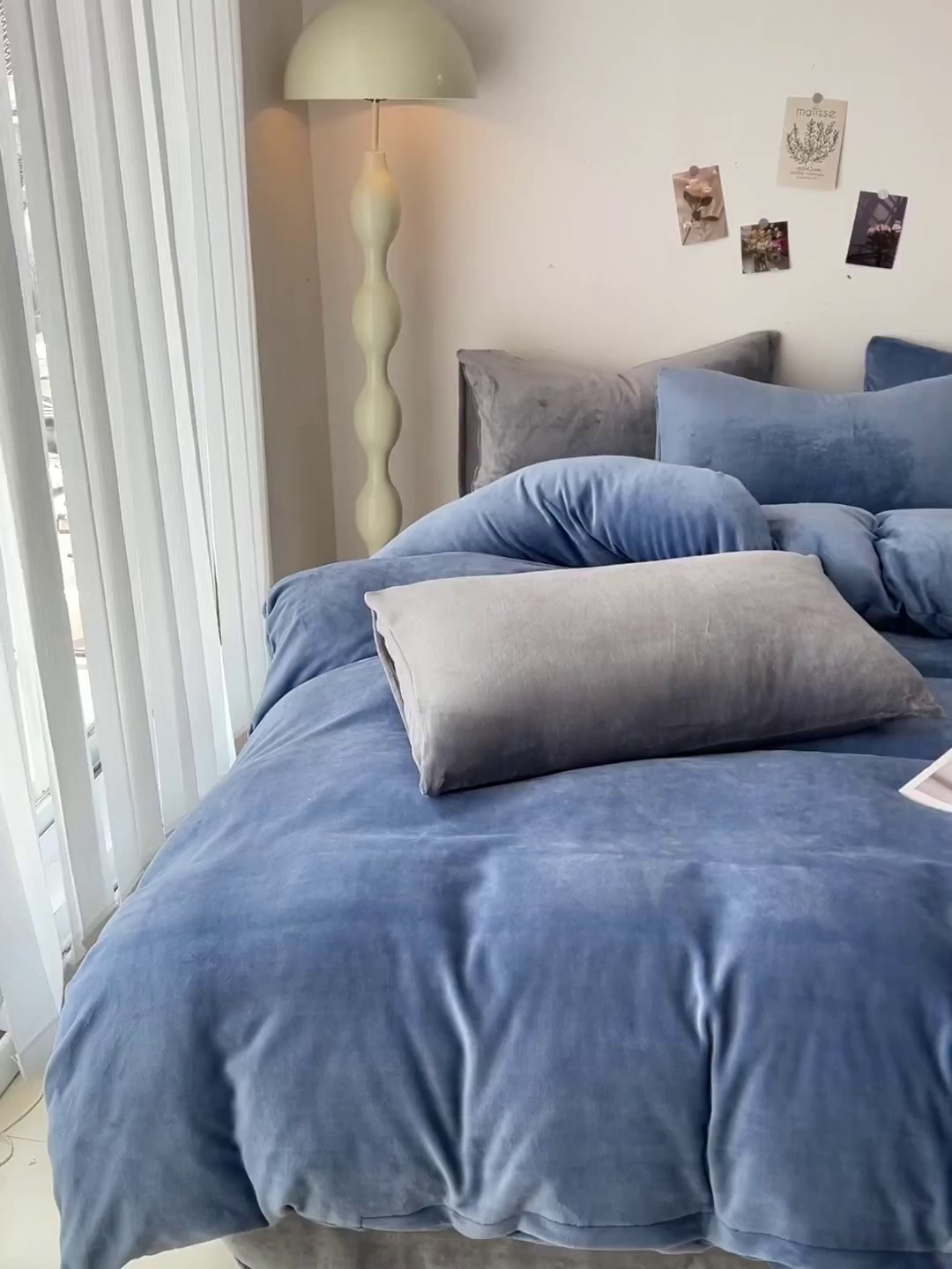 91家纺网 家纺一手货源 找家纺 芷凡家纺 2025新款牛奶绒加厚纯色条纹格子被套 牛奶绒被套-宝蓝