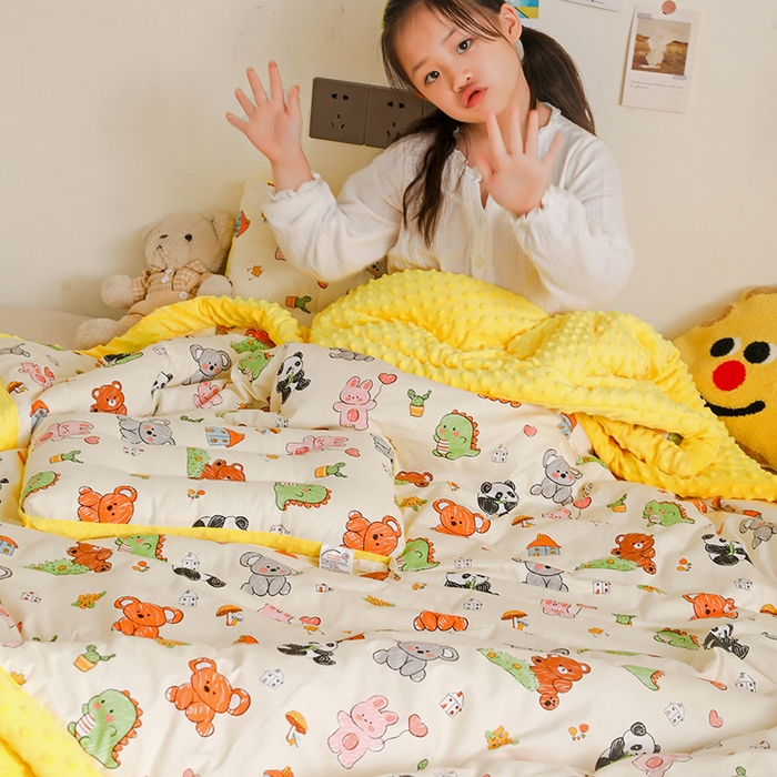 91家纺网 家纺一手货源 找家纺 十九色 2025秋冬新款全棉豆豆被春秋被被子被芯 考拉