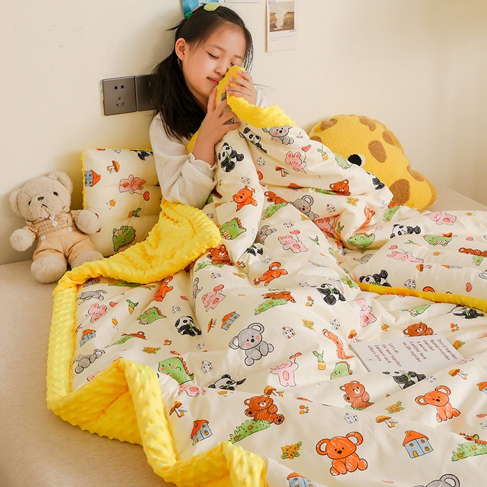 91家纺网 家纺一手货源 找家纺 十九色 2025秋冬新款全棉豆豆被春秋被被子被芯 考拉