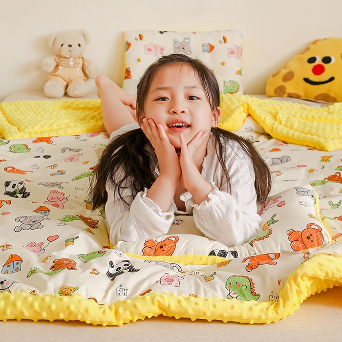 91家纺网 家纺一手货源 找家纺 十九色 2025秋冬新款全棉豆豆被春秋被被子被芯 考拉