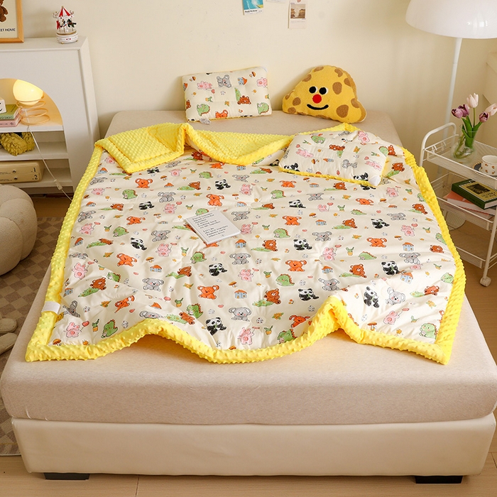 91家纺网 家纺一手货源 找家纺 十九色 2025秋冬新款全棉豆豆被春秋被被子被芯 考拉