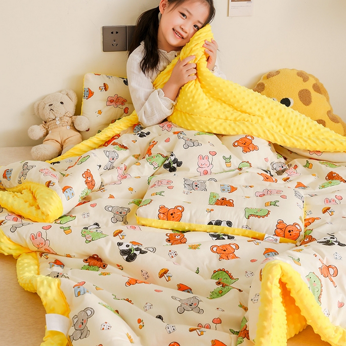 91家纺网 家纺一手货源 找家纺 十九色 2025秋冬新款全棉豆豆被春秋被被子被芯 考拉