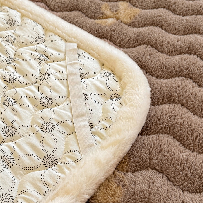 91家纺网 家纺一手货源 找家纺 LIFE.丽芙 2025秋冬新款北极绒加厚夹棉床垫床护垫单件牛奶绒床褥床垫子三件套 蝶梦-棕