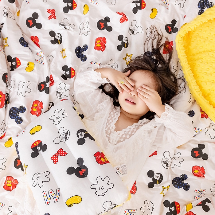 91家纺网 家纺一手货源 找家纺 十九色 2025秋冬新款全棉豆豆被春秋被被子被芯 米奇