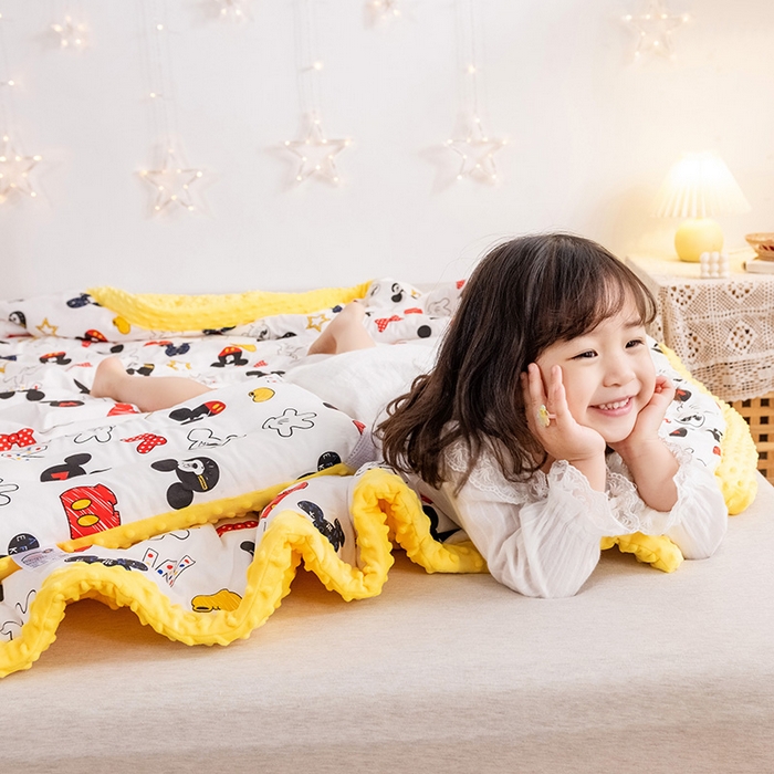 91家纺网 家纺一手货源 找家纺 十九色 2025秋冬新款全棉豆豆被春秋被被子被芯 米奇