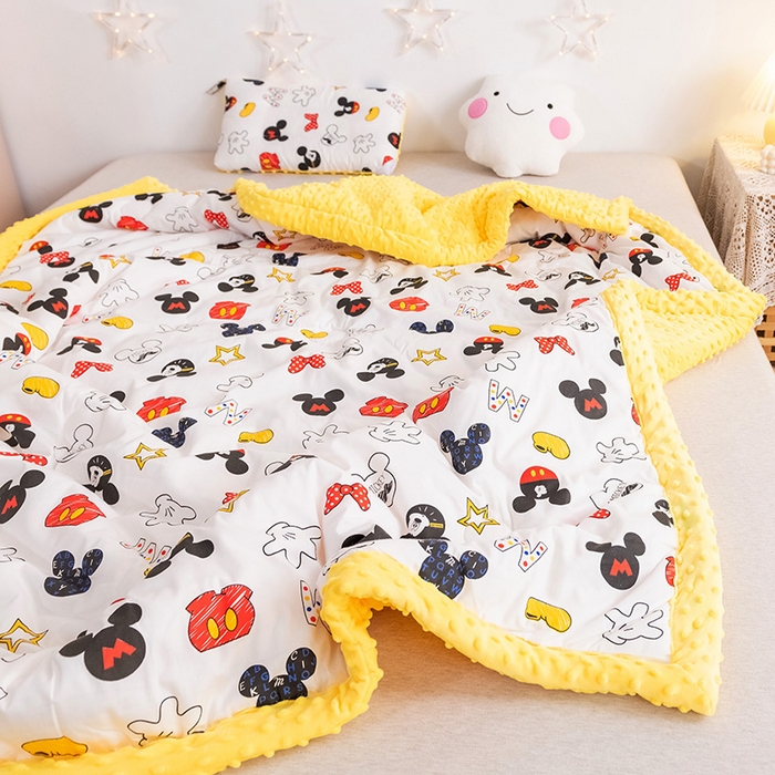 91家纺网 家纺一手货源 找家纺 十九色 2025秋冬新款全棉豆豆被春秋被被子被芯 米奇